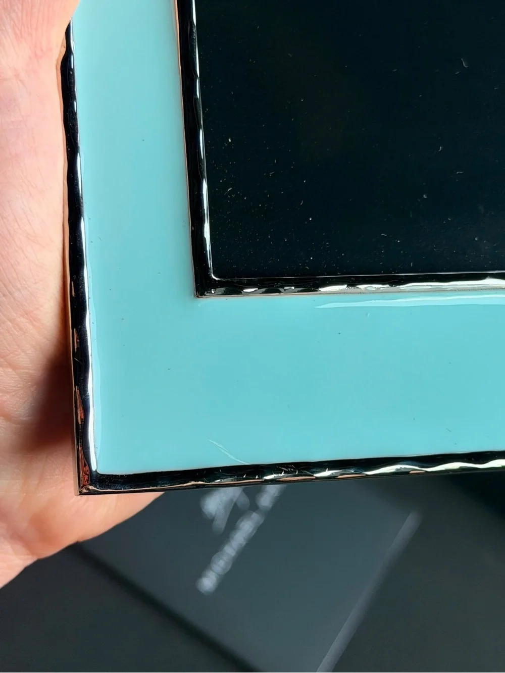 Michael Aram Light Blue Enamel Frame with Silver Animal Accents
